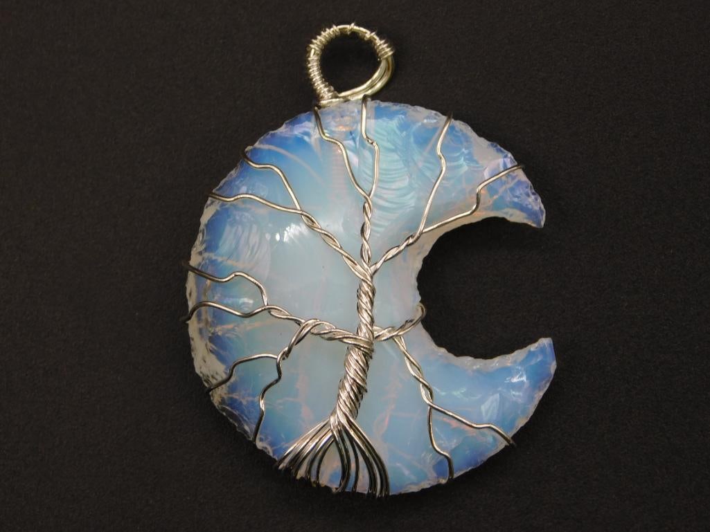 OPALITE CRESCENT MOON WIRE WRAPPED PENDANT (1 of 2)