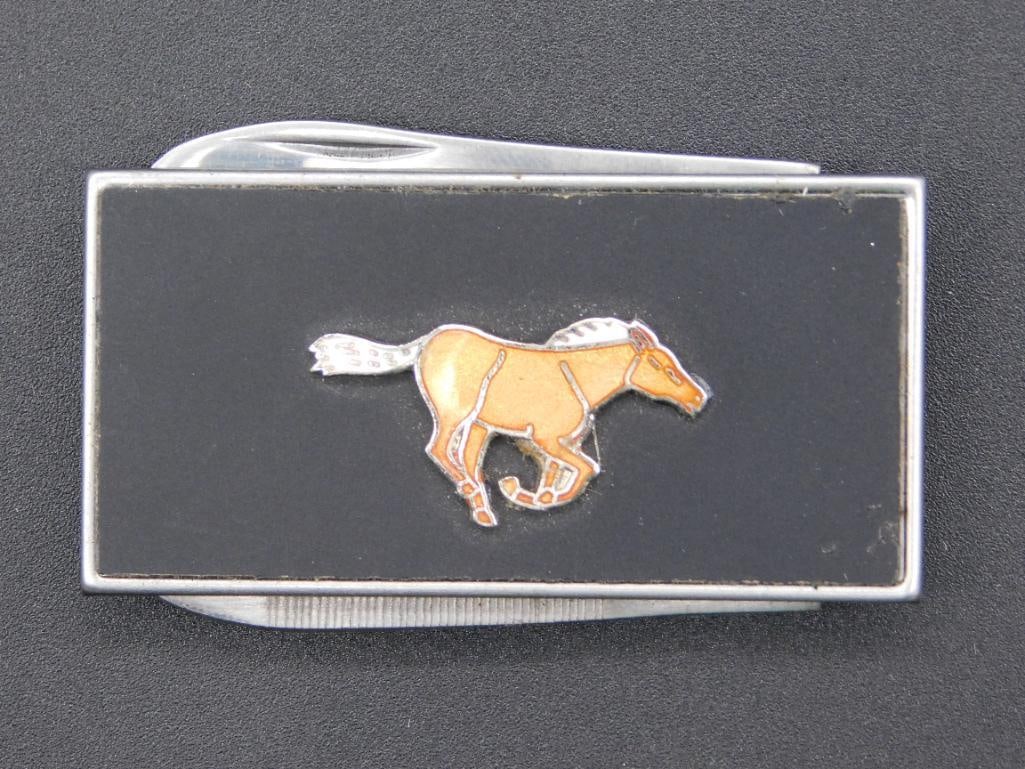 HORSE MONEY CLIP WITH FOLD OUT TOOLS VINTAGE ANTIQUE (1 of 3)