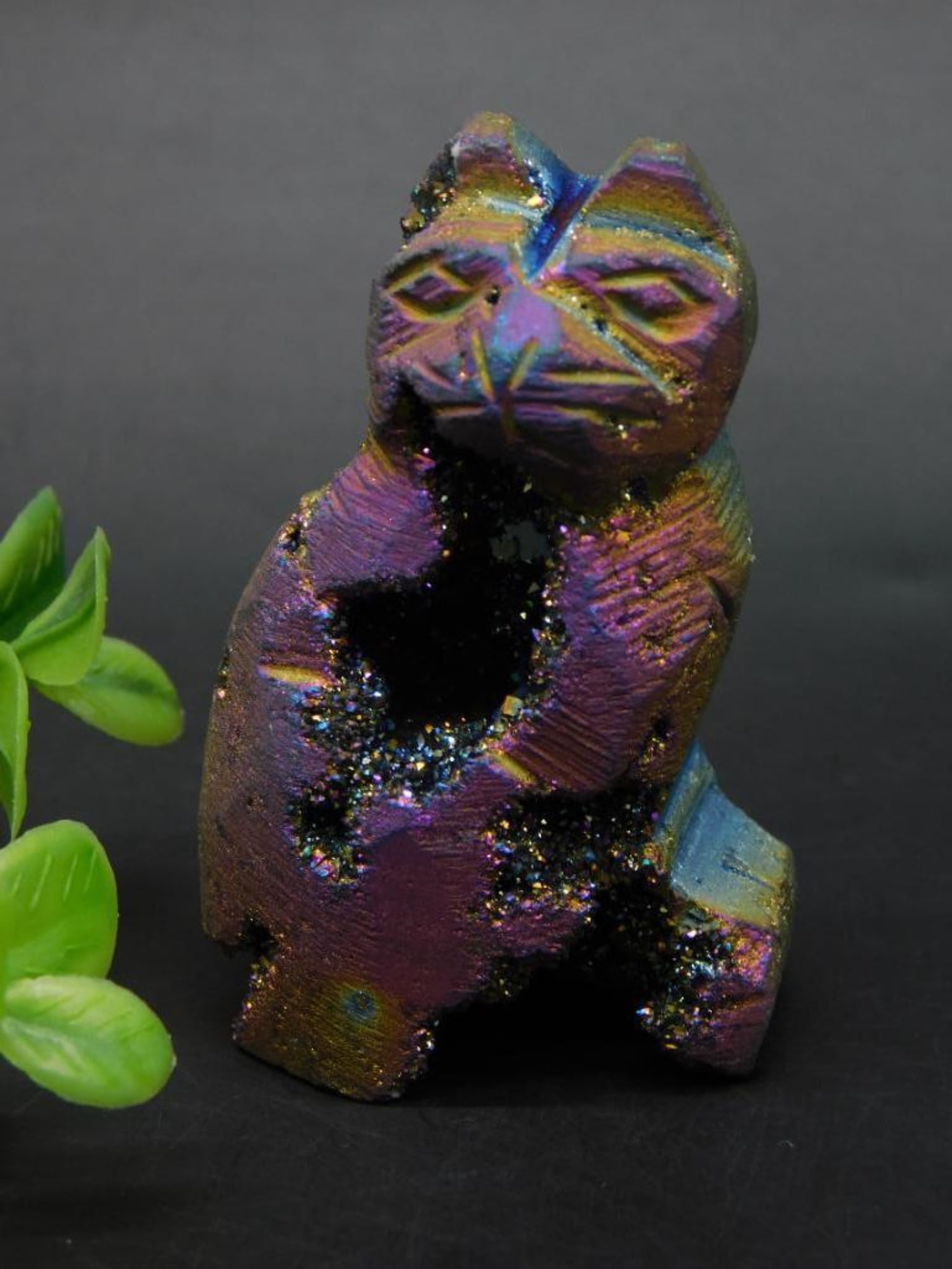 DRUZY TITANIUM CAT ROCK STONE LAPIDARY SPECIMEN: DRUZY TITANIUM CAT ROCK STONE LAPIDARY SPECIMEN