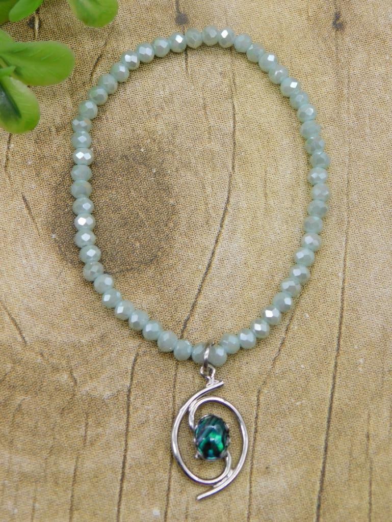 ABALONE PENDANT ON SPARKLE BEAD BRACELET (1 of 2)