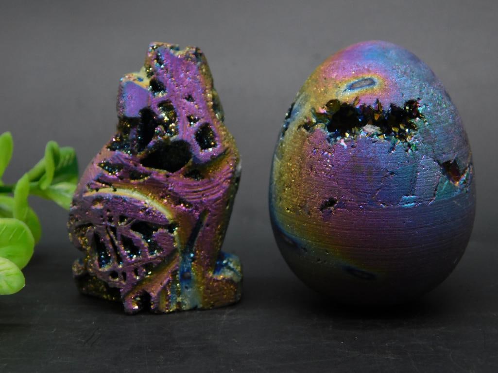 DRUZY TITANIUM WOLF AND EGG ROCK STONE LAPIDARY SPECIMEN: DRUZY TITANIUM WOLF AND EGG ROCK STONE LAPIDARY SPECIMEN