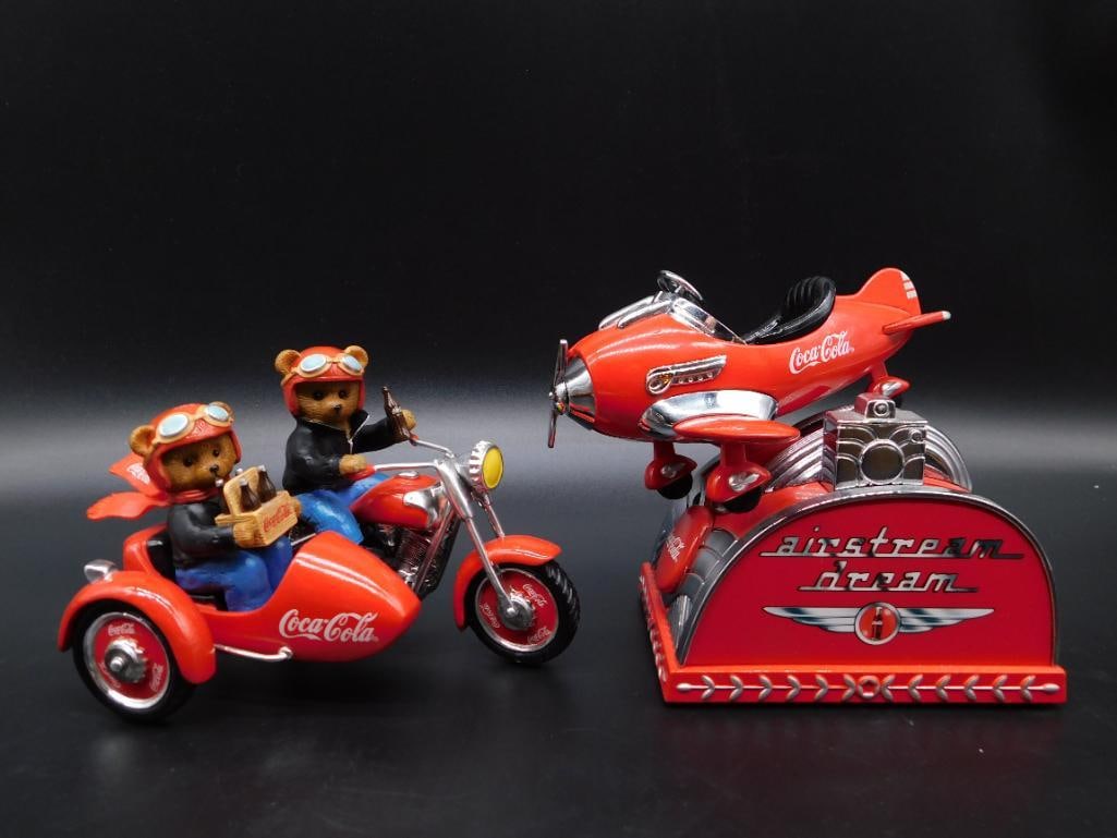 COCA-COLA MOTORCYCLE WITH SIDECAR AND AIRSTREAM DREAM AIRPLANE: COCA-COLA MOTORCYCLE WITH SIDECAR AND AIRSTREAM DREAM AIRPLANE