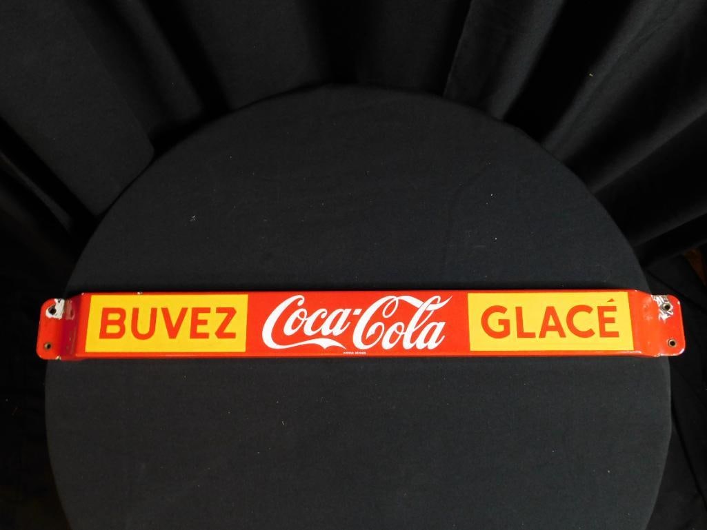 COCA-COLA STORE GAS STATION DOOR METAL PUSH BAR SIGN (1 of 4)