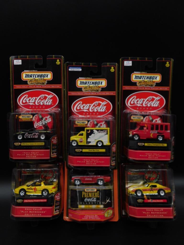 COCA-COLA MATCHBOX DIE CAST COLLECTIBLE CARS LOT OF 6: COCA-COLA MATCHBOX DIE CAST COLLECTIBLE CARS LOT OF 7