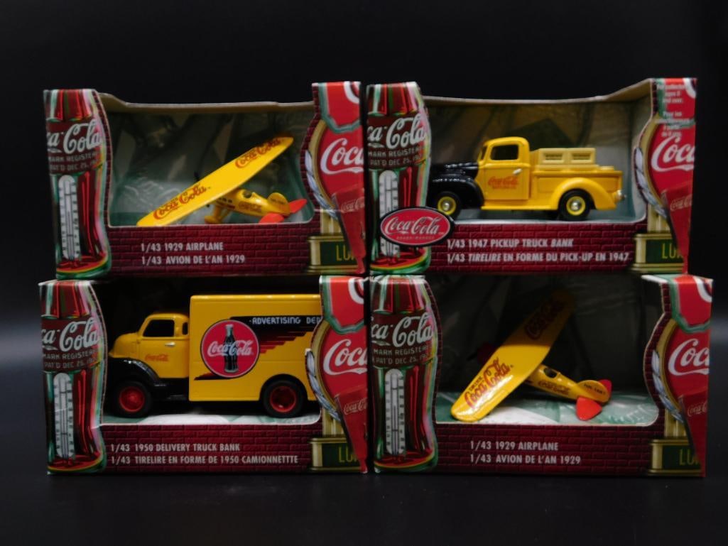 COCA-COLA DIE CAST DELIVERY TRUCKS AND AIRPLANES LOT OF 4 (1 of 2)