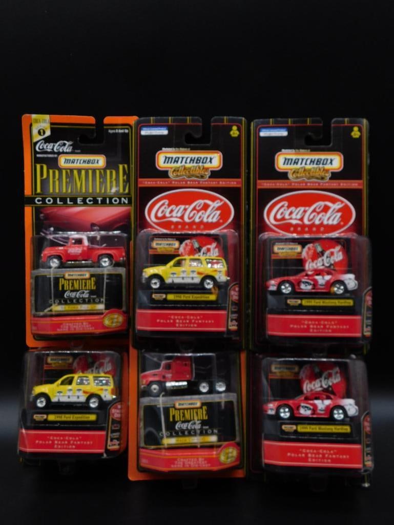 COCA-COLA MATCHBOX DIE CAST COLLECTIBLE CARS LOT OF 6: COCA-COLA MATCHBOX DIE CAST COLLECTIBLE CARS LOT OF 7