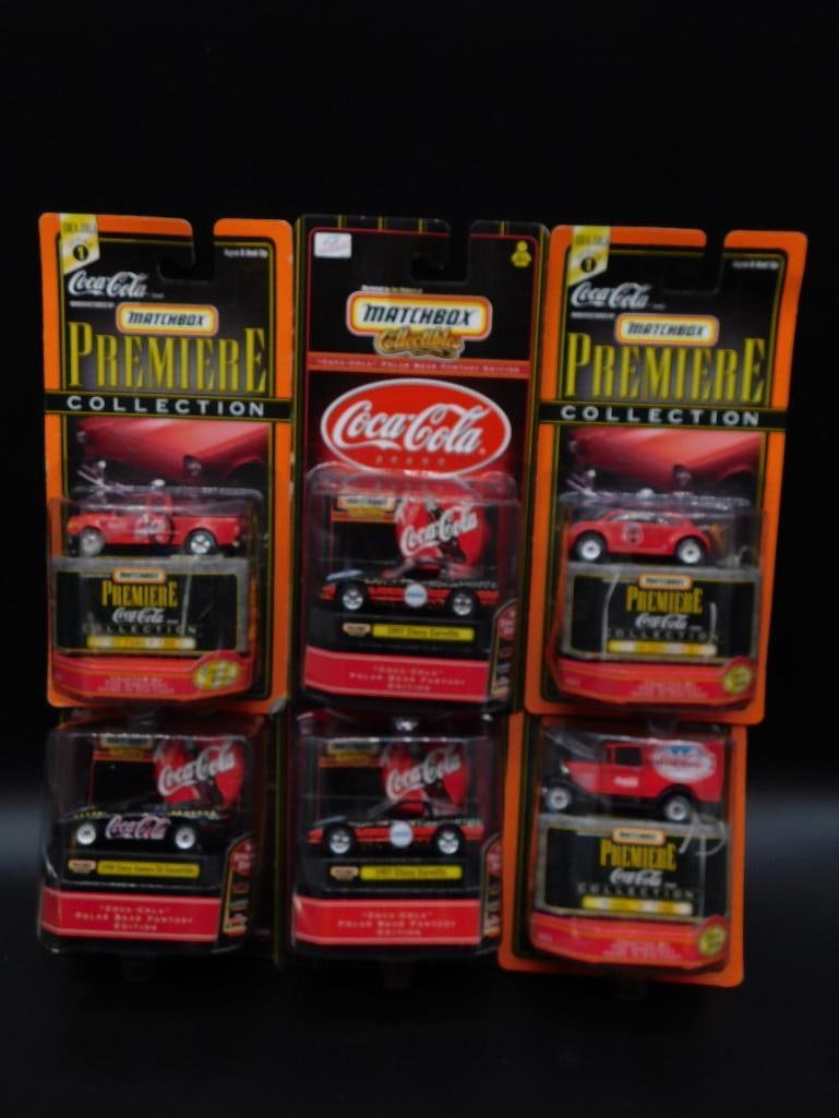 COCA-COLA MATCHBOX DIE CAST COLLECTIBLE CARS LOT OF 6: COCA-COLA MATCHBOX DIE CAST COLLECTIBLE CARS LOT OF 7