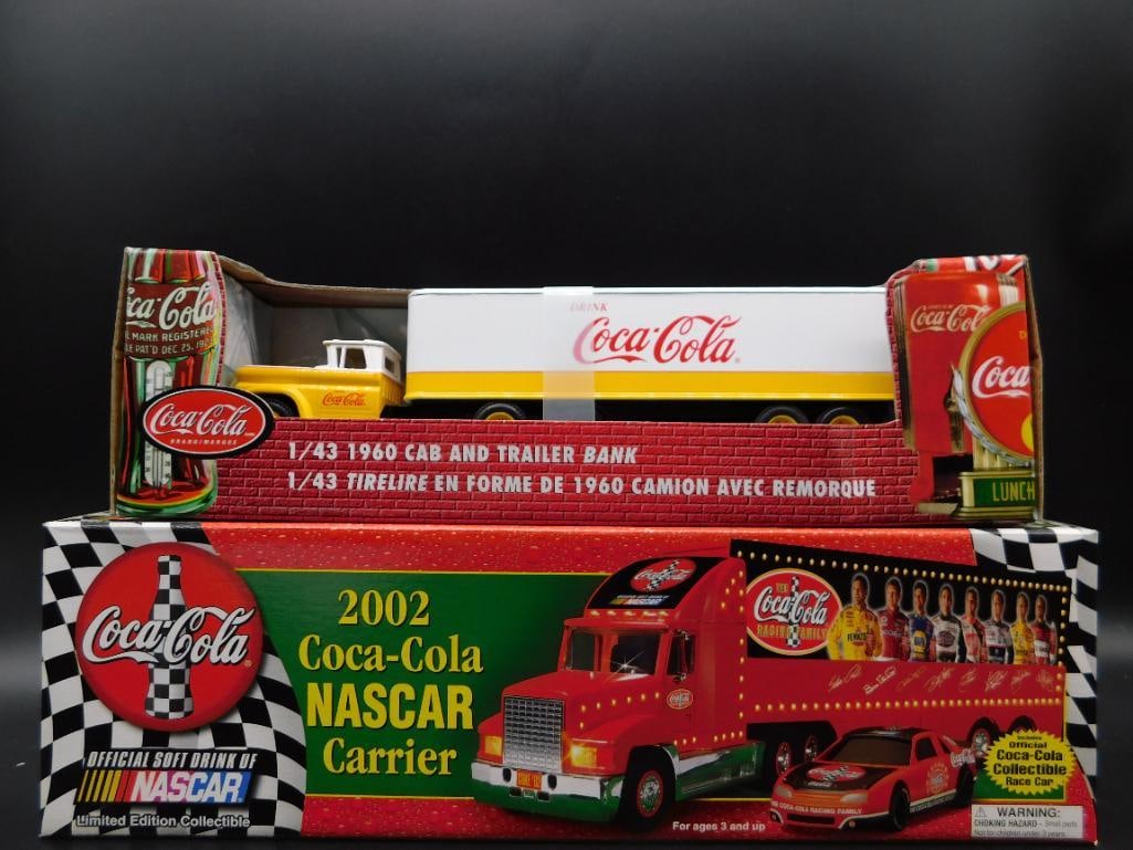 COCA-COLA NASCAR CARRIER AND CAB AND TRAILER BANK LOT OF 2 (1 of 3)