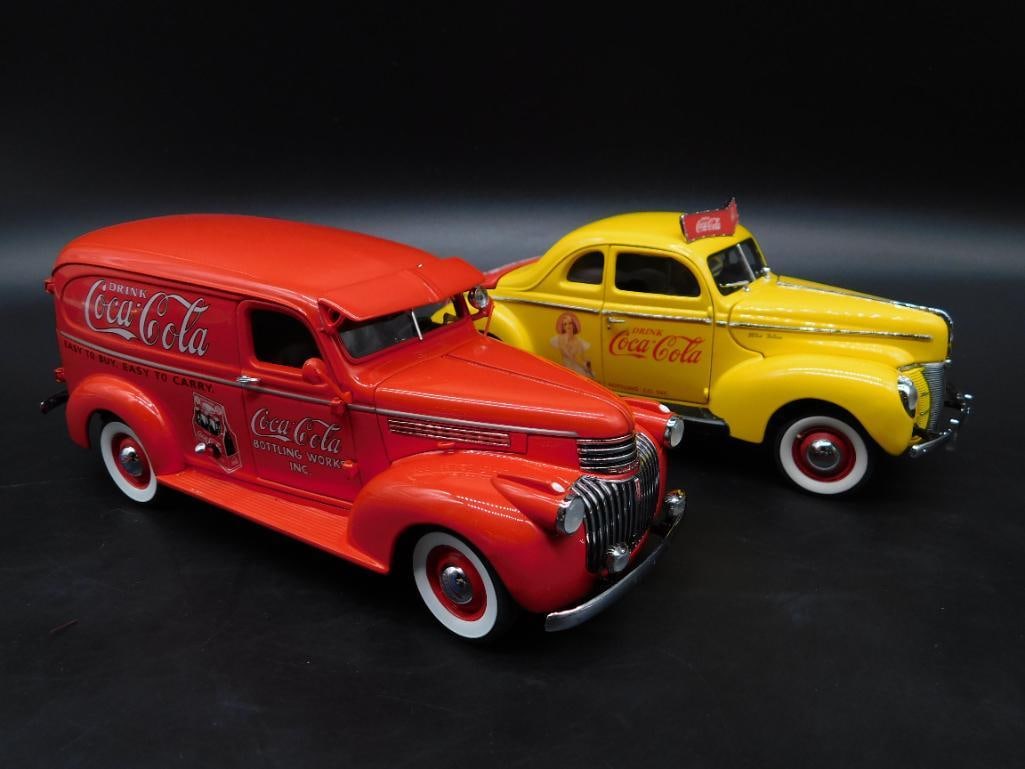 COCA-COLA DIE CAST SALESMANS CAR AND DELIVERY TRUCK: COCA-COLA DIE CAST SALESMANS CAR AND DELIVERY TRUCK