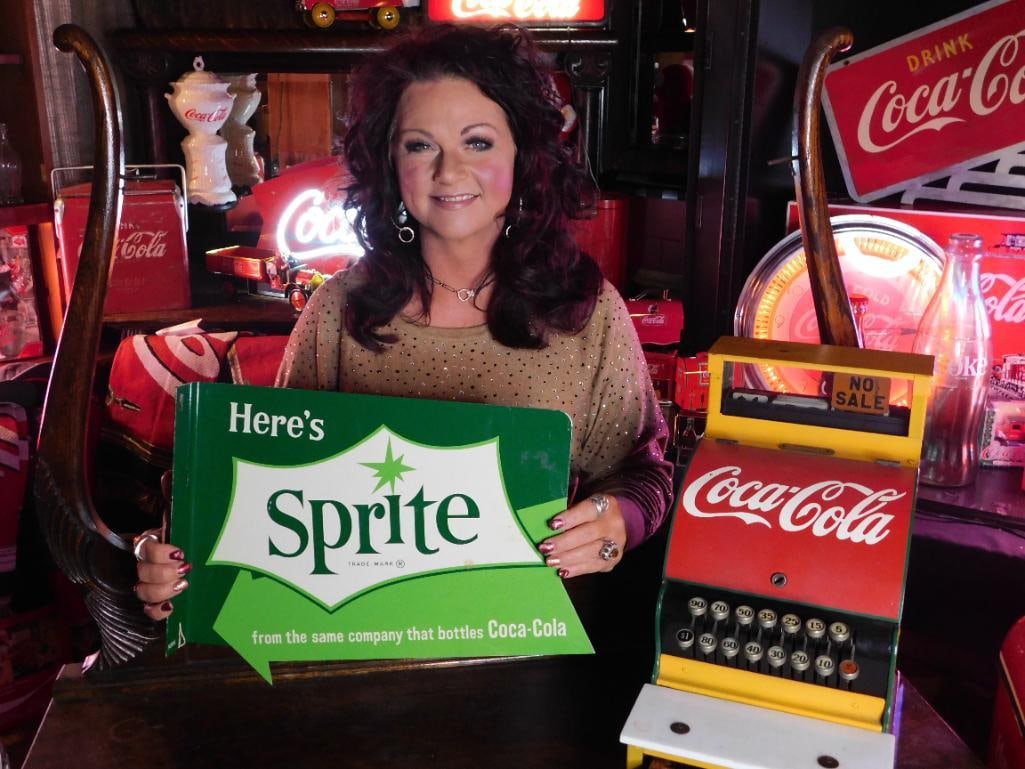 HERES SPRITE COCA-COLA FLANGE SIGN VINTAGE ANTIQUE (1 of 5)