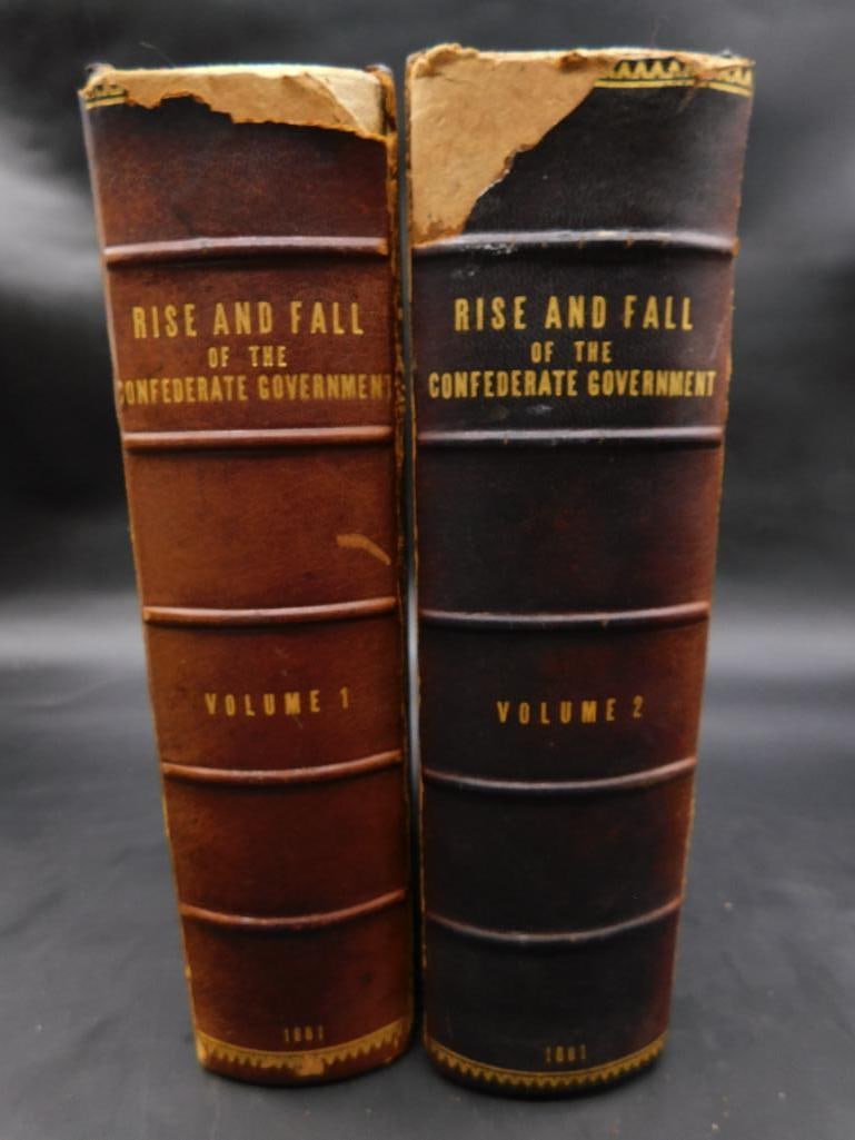 RARE 1881 THE RISE AND FALL OF THE CONFEDERATE GOVERNMENT JEFFERSON DAVIS TWO BOOK SET VINTAGE (1 of 13)