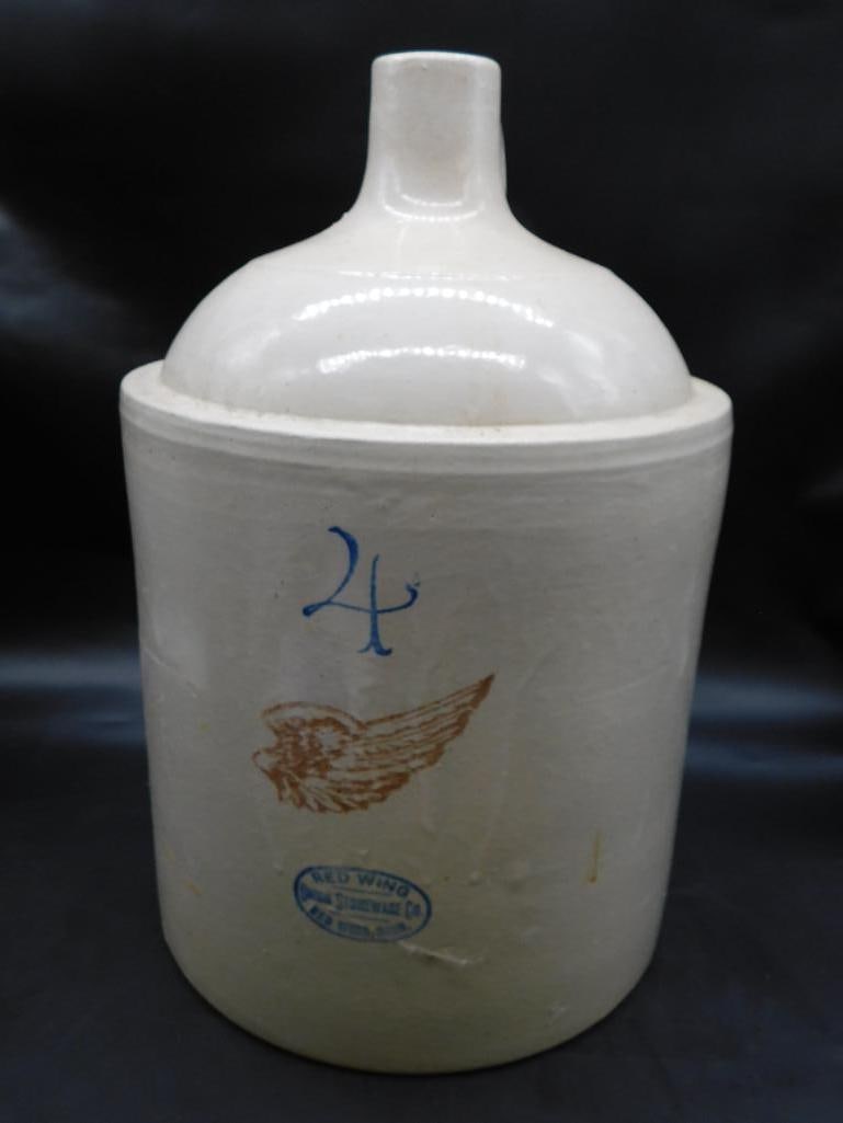 RED WING NUMBER 4 CROCK JUG VINTAGE ANTIQUE (1 of 3)