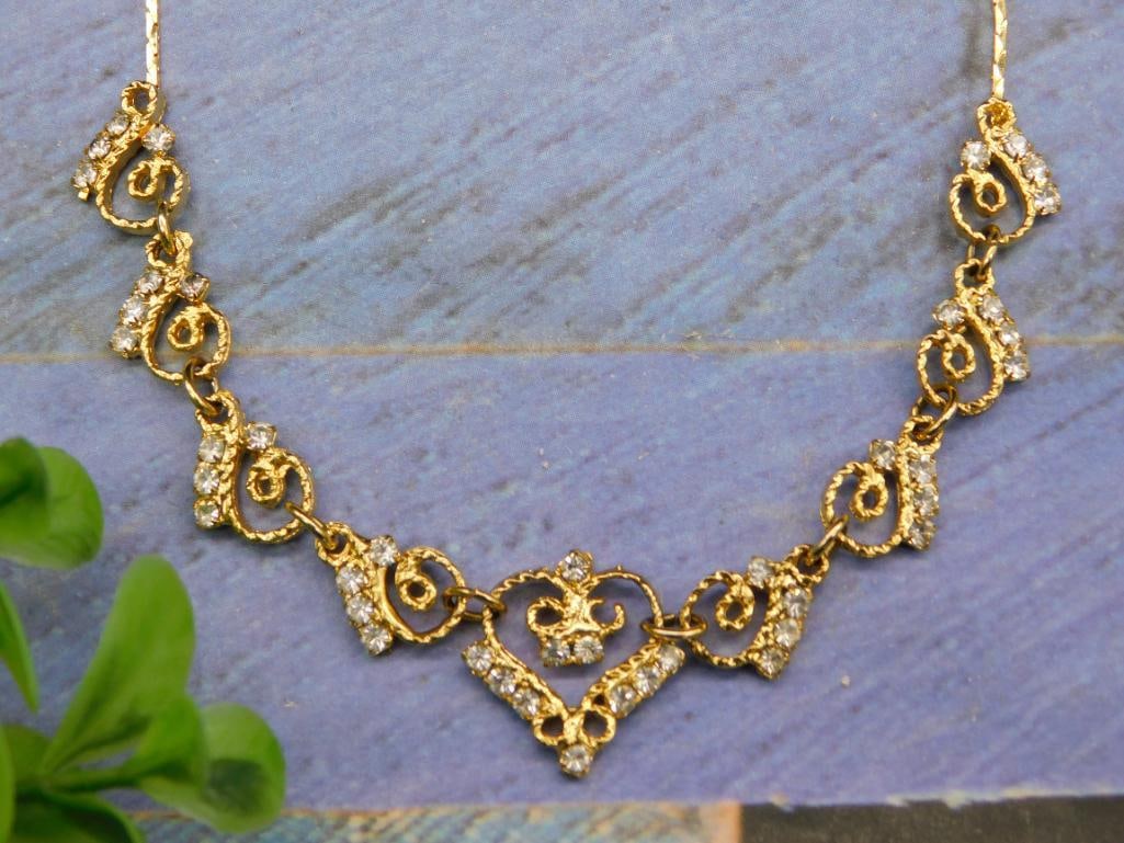 ANTIQUE HEART FILIGREE NECKLACE VINTAGE JEWELRY: ANTIQUE HEART FILIGREE NECKLACE VINTAGE JEWELRY
