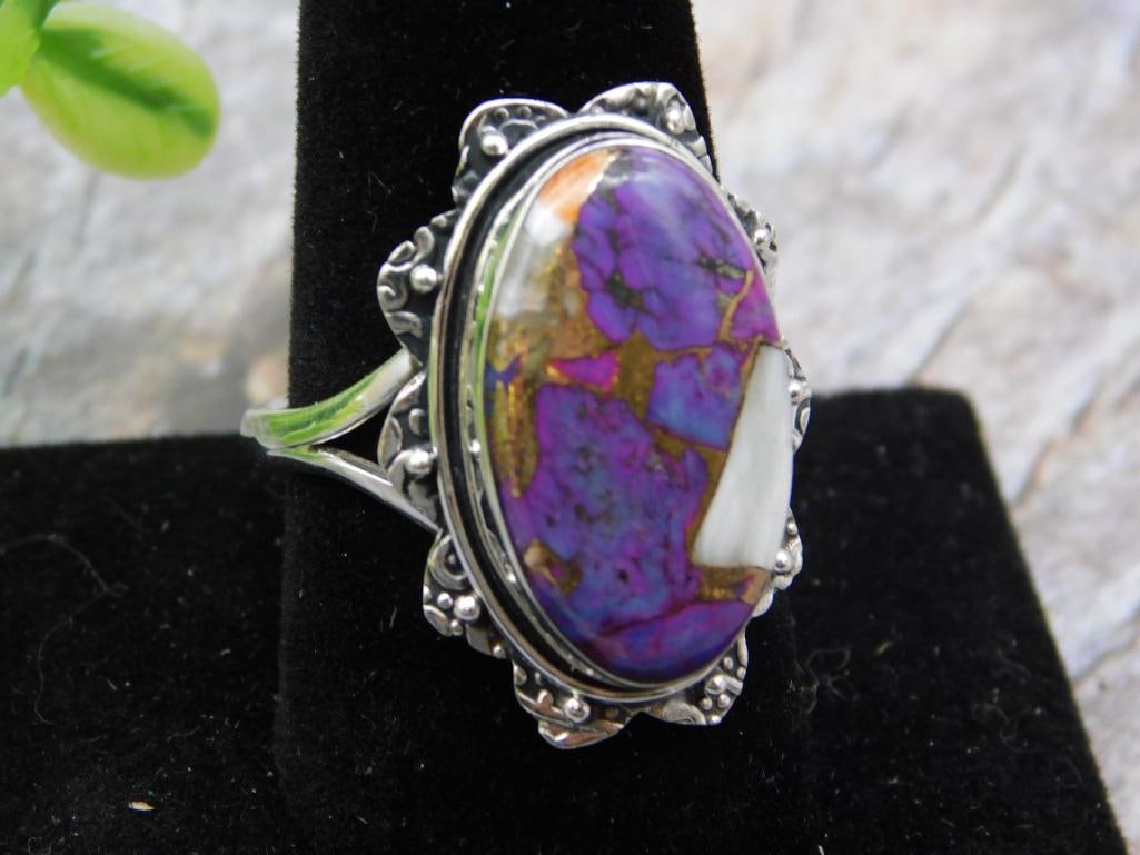 STERLING SILVER COPPER TURQUOISE RING SIZE 11 ROCK STONE LAPIDARY SPECIMEN (1 of 5)
