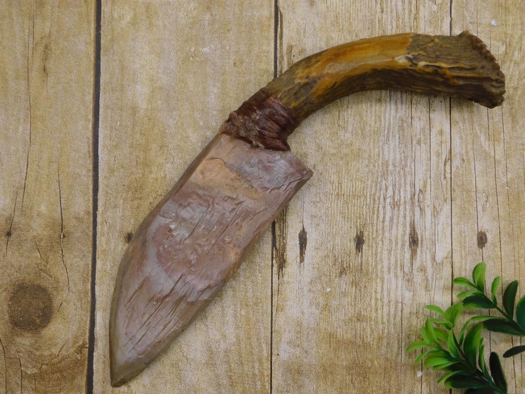 STONE AND ANTLER ARTIFACT: STONE AND ANTLER ARTIFACT