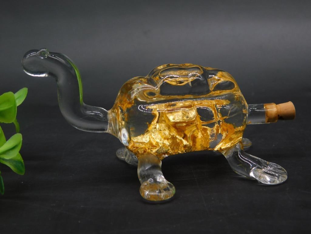 GOLD FLAKES IN TURTLE BOTTLE ROCK STONE LAPIDARY SPECIMEN (1 of 2)