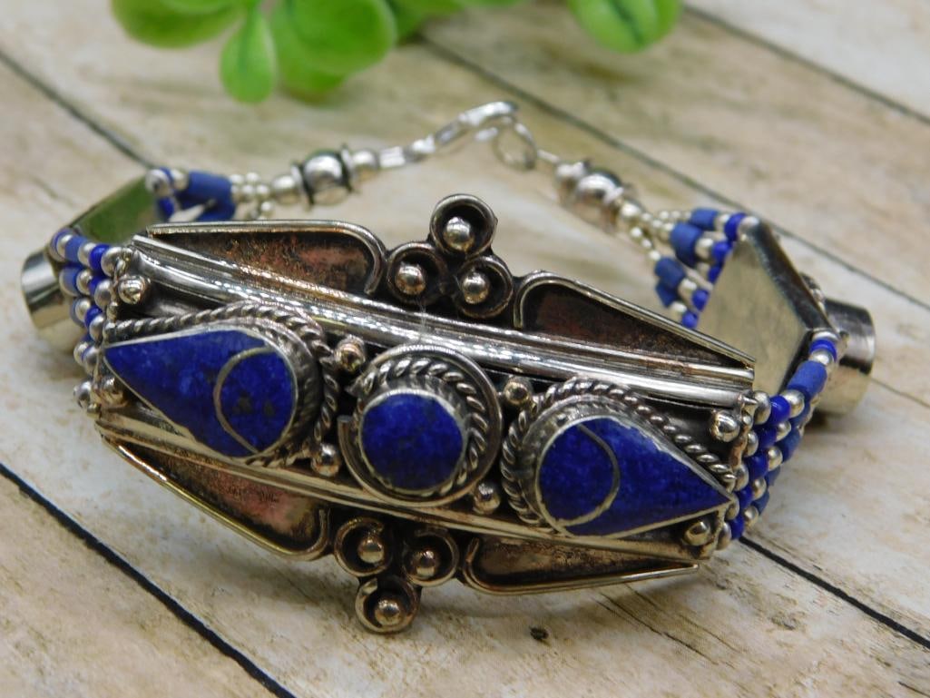 LAPIS LAZULI BRACELET ROCK STONE LAPIDARY SPECIMEN: LAPIS LAZULI BRACELET ROCK STONE LAPIDARY SPECIMEN