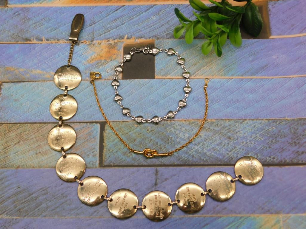 TEN COMMANDMENTS AND MIXED LINK BRACELETS VINTAGE ANTIQUE: TEN COMMANDMENTS AND MIXED LINK BRACELETS VINTAGE ANTIQUE