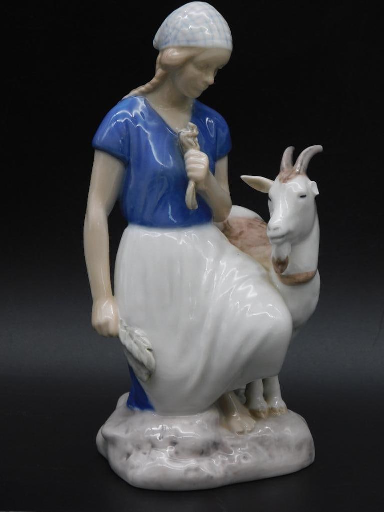 BING AND GRONDAHL FIGURINE OF GIRL WITH GOAT VINTAGE ANTIQUE: BING AND GRONDAHL FIGURINE OF GIRL WITH GOAT VINTAGE ANTIQUE