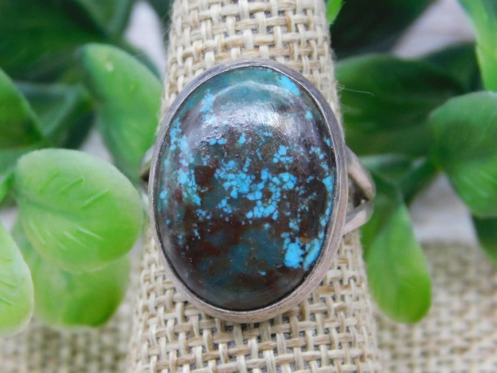 STERLING SILVER CHRYSOCOLLA RING SIZE 8 ROCK STONE LAPIDARY SPECIMEN (1 of 4)