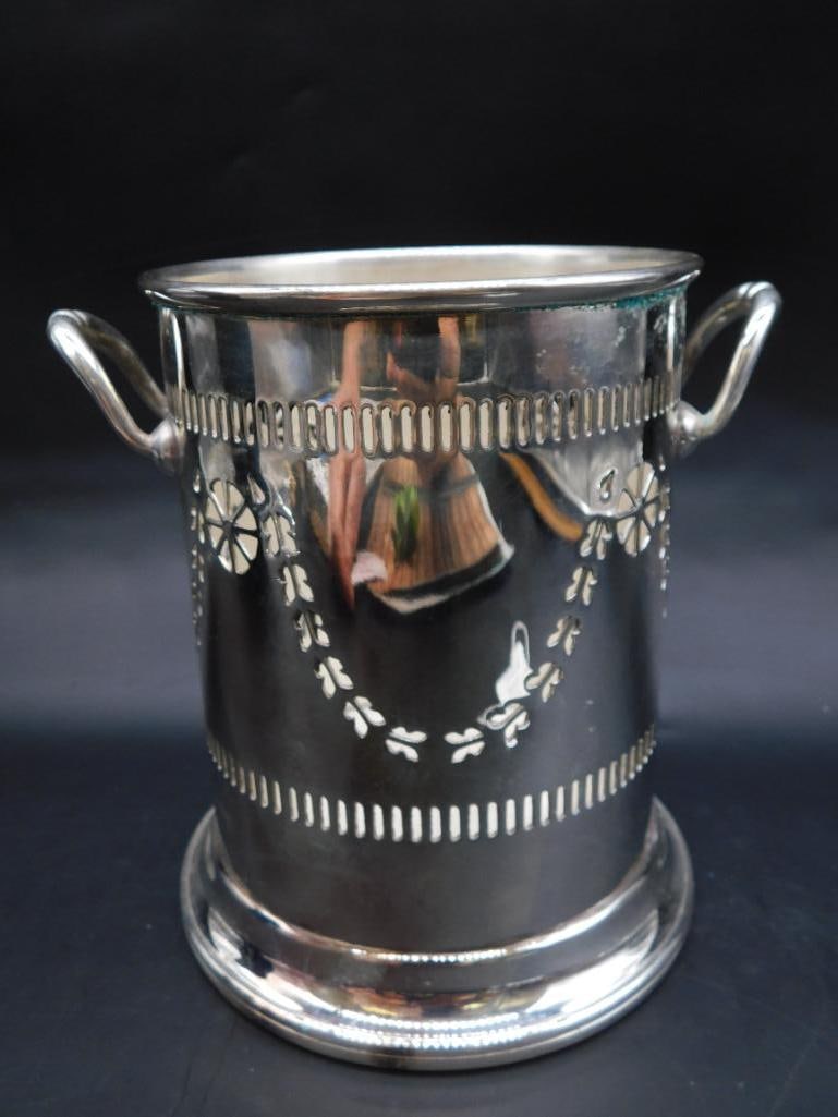 SILVER BARKER BROTHERS BIRMINGHAM WINE COOLER VINTAGE ANTIQUE: SILVER BARKER BROTHERS BIRMINGHAM WINE COOLER VINTAGE ANTIQUE