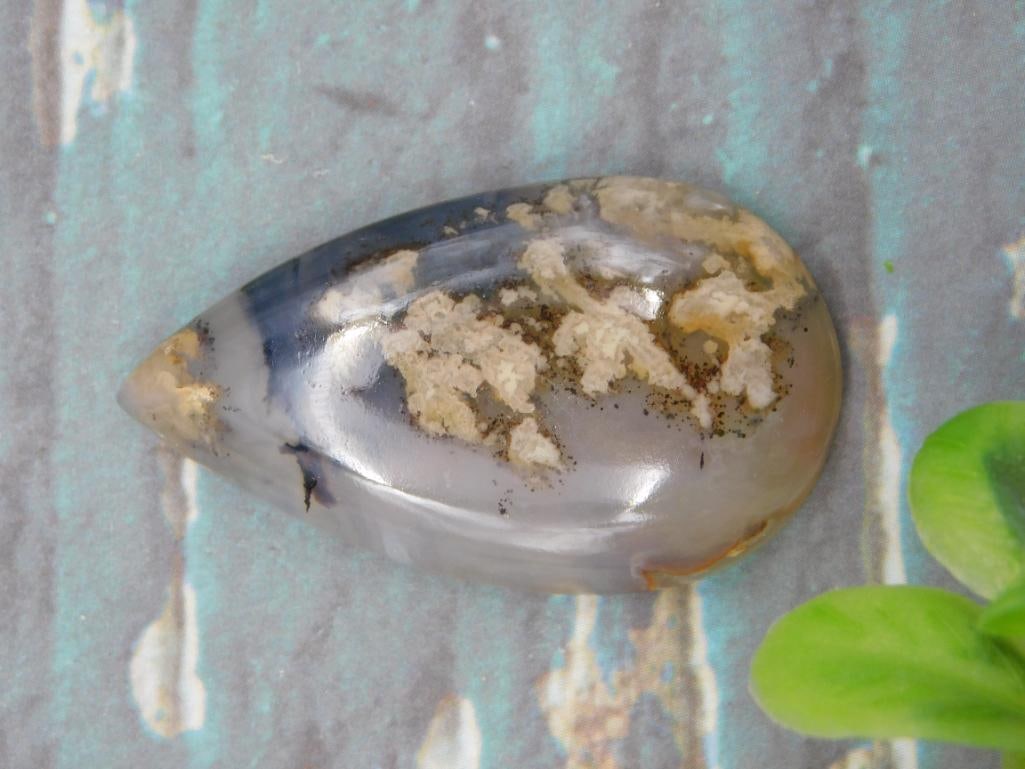 DENDRITIC OPALITE CABOCHON ROCK STONE LAPIDARY SPECIMEN (1 of 2)