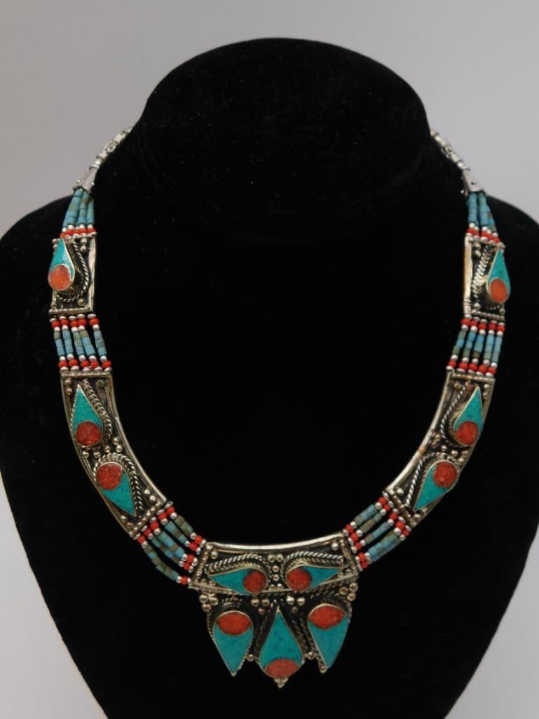 TURQUOISE AND CARNELIAN NECKLACE ROCK STONE LAPIDARY SPECIMEN (1 of 2)