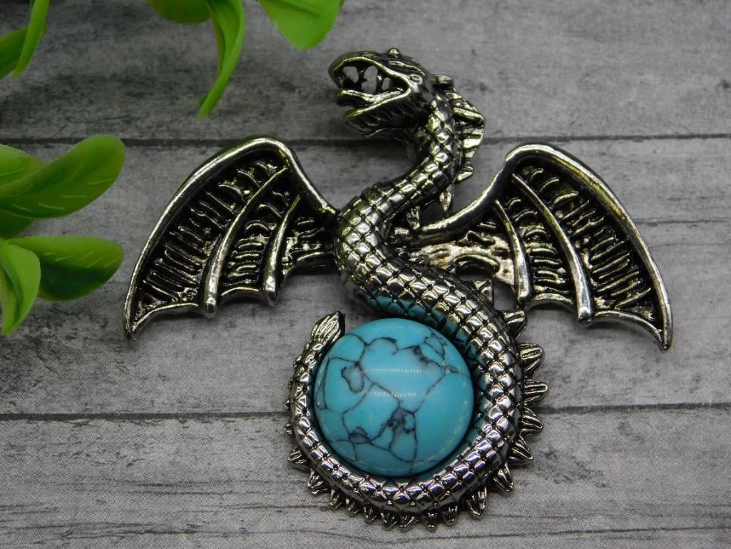 TURQUOISE DRAGON BROOCH ROCK STONE LAPIDARY SPECIMEN: TURQUOISE DRAGON BROOCH ROCK STONE LAPIDARY SPECIMEN