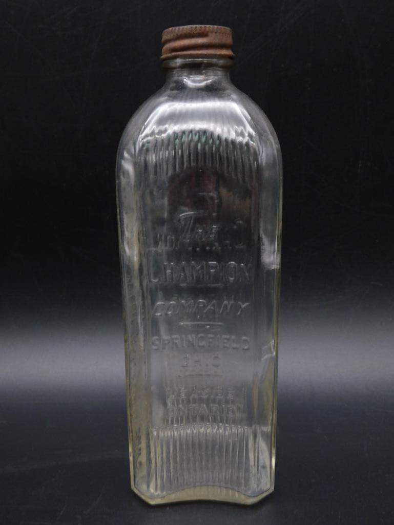 THE CHAMPION COMPANY SPRINGFIELD OHIO GLASS BOTTLE VINTAGE ANTIQUE: THE CHAMPION COMPANY SPRINGFIELD OHIO GLASS BOTTLE VINTAGE ANTIQUE