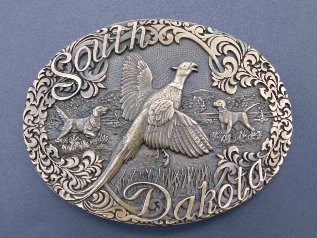 SOUTH DAKOTA BRASS BELT BUCKLE VINTAGE ANTIQUE: SOUTH DAKOTA BRASS BELT BUCKLE VINTAGE ANTIQUE