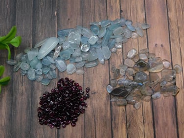 AQUAMRINE GARNET TOURMALINE IN QUARTZ ROCK STONE LAPIDARY SPECIMEN