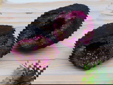 PINK AND GOLD GEODE ROCK STONE LAPIDARY SPECIMEN