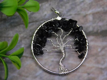 STONE TREE OF LIFE WIRE WRAPPED PENDANT ROCK STONE LAPIDARY SPECIMEN