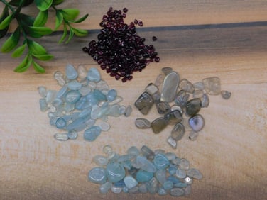 AQUAMRINE GARNET TOURMALINE IN QUARTZ ROCK STONE LAPIDARY SPECIMEN