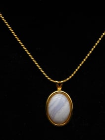 GENUINE STONE PENDANT ON CHAIN NECKLACE