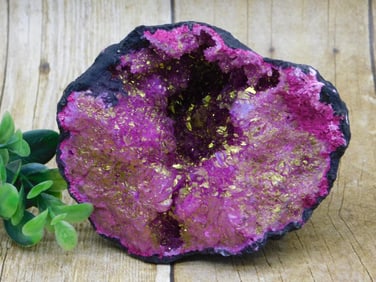 PINK AND GOLD GEODE ROCK STONE LAPIDARY SPECIMEN