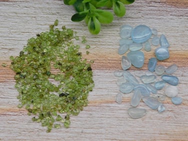 AQUAMARINE AND PERIDOT ROCK STONE LAPIDARY SPECIMEN