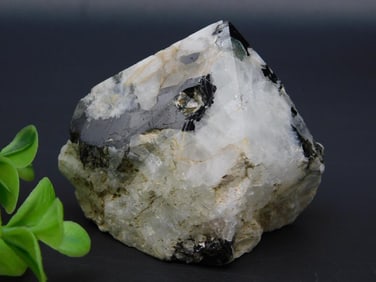 TOURMALINE IN QUARTZ POINT ROCK STONE LAPIDARY SPECIMEN