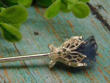STONE ROSE HAIR PIN