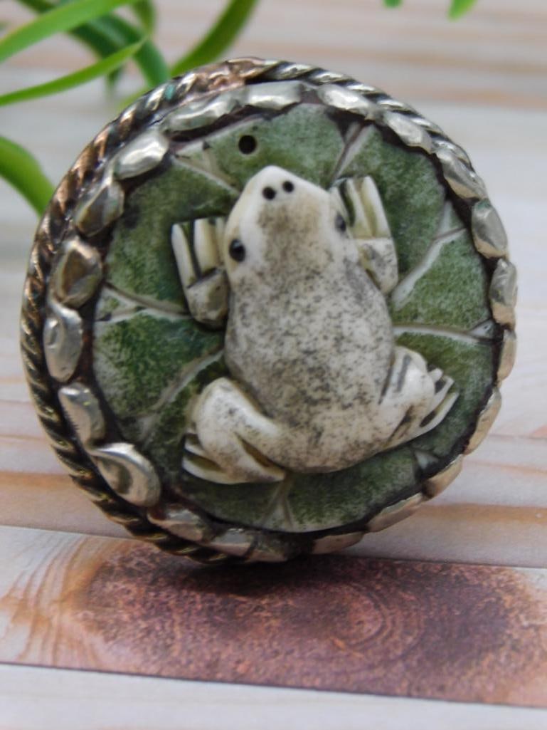STONE FROG ADJUSTABLE RING ROCK STONE LAPIDARY SPECIMEN (1 of 2)