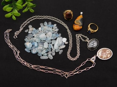 MIXED JEWELRY LOT ROCK STONE LAPIDARY SPECIMEN