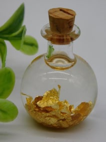 GOLD FLAKES IN BOTTLE ROCK STONE LAPIDARY SPECIMEN