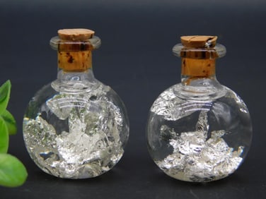 SILVER FLAKES IN BOTTLES ROCK STONE LAPIDARY SPECIMEN