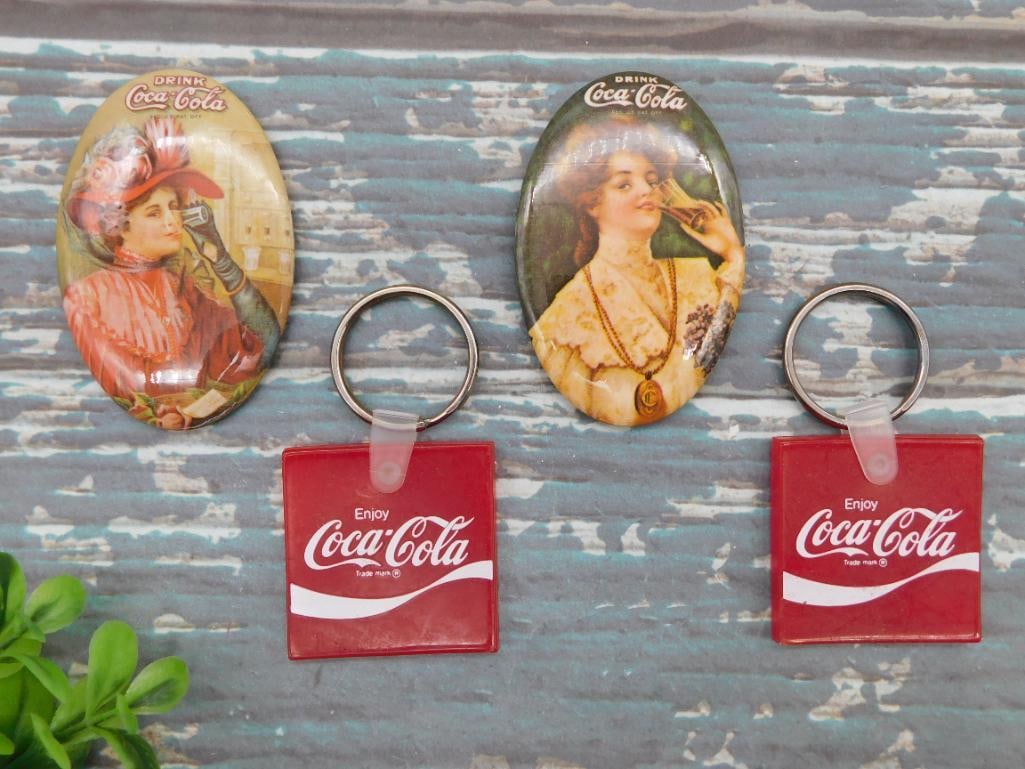 COCA-COLA ADVERTISING POCKET MIRRORS AND KEY CHAINS (1 of 2)