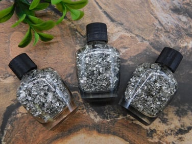 SILVER FLAKES IN BOTTLES ROCK STONE LAPIDARY SPECIMEN