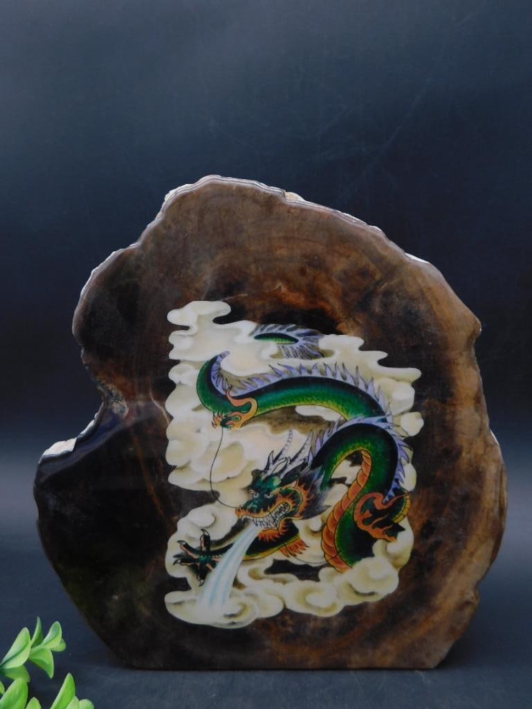 3 POUND PETRIFIED WOOD SLAB WITH DRAGON ROCK STONE LAPIDARY SPECIMEN (1 of 4)