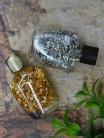 GOLD AND SILVER FLAKES IN BOTTLES ROCK STONE LAPIDARY SPECIMEN