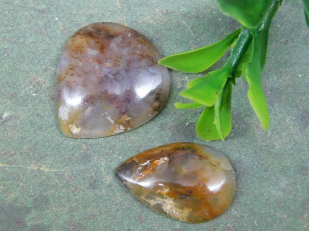 PLUME AGATE CABOCHON ROCK STONE LAPIDARY SPECIMEN (1 of 2)