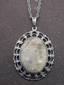 GENUINE STONE PENDANT ON CHAIN NECKLACE ROCK STONE LAPIDARY SPECIMEN