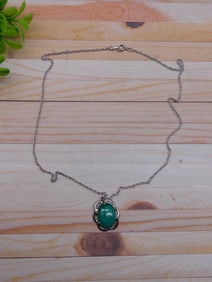 GENUINE STONE PENDANT ON CHAIN NECKLACE ROCK STONE LAPIDARY SPECIMEN